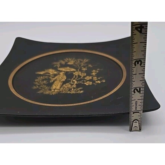 Hyalyn Pottery Plate Japanese Geisha Cherry Blossom 631 Wall Plate Black & Gold - Picture 7 of 12